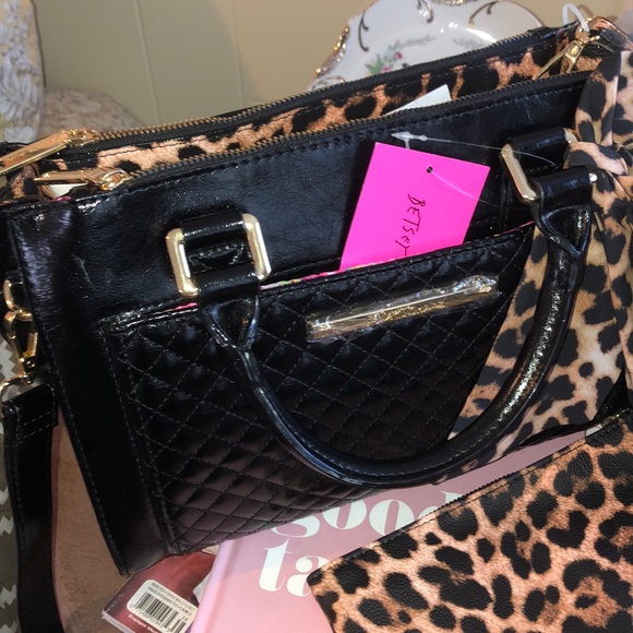 NWT Betsy Johnson satchel w/ scarf and pouch - Picture 2 of 8